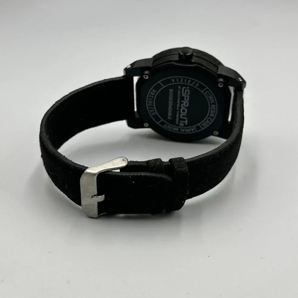 Sprout Seaworld Watch Women Black Penguin Dial Organic Cotton Band New Battery